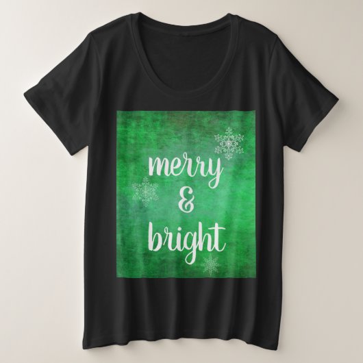 メリーGreen PlusのBright Christmas Snowflaks プラスサイズTシャツ (デザイン正面)