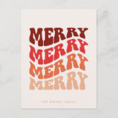 メリーGroovyウェーブレッドタイポグラフィクリスマス シーズンポストカード (正面)