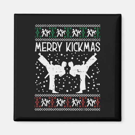 メリーKickmas醜いクリスマス空手柔術マート マグネット (正面)
