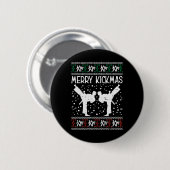 メリーKickmas醜いクリスマス空手柔術マート 缶バッジ (正面&裏面)
