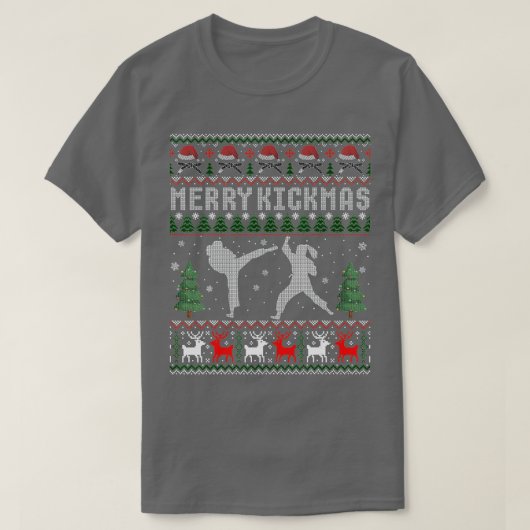 メリーKickmas aekwondo Christmasおもしろい Ugly Sweate Tシャツ (デザイン正面)