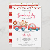 メリーLittle Bundle of Joy, Christmas Baby Shower 招待状 (正面/裏面)