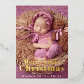 メリーLittle Christmas 2写真誕生のお知らせ 箔招待状 (正面)