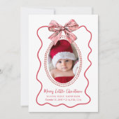 メリーLittle Christmas 4 Photo Birth Announcement シーズンカード (正面)