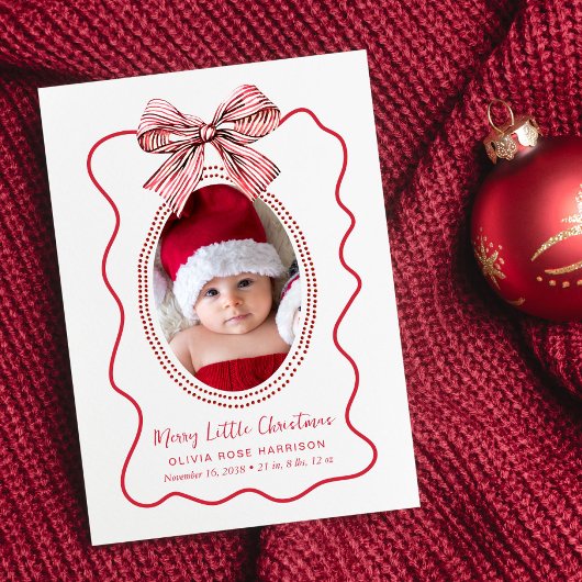 メリーLittle Christmas 4 Photo Birth Announcement シーズンカード