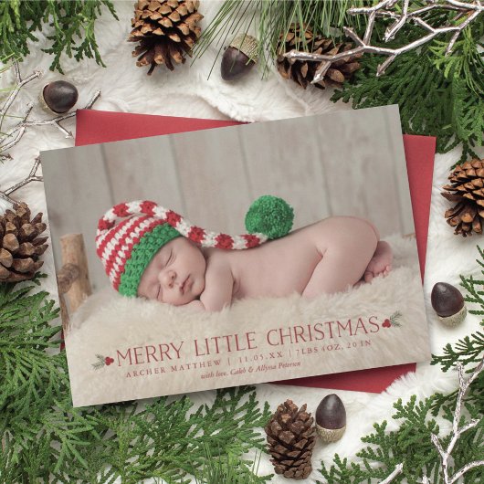 メリーLittle Christmas Birth Announcement写真 シーズンカード