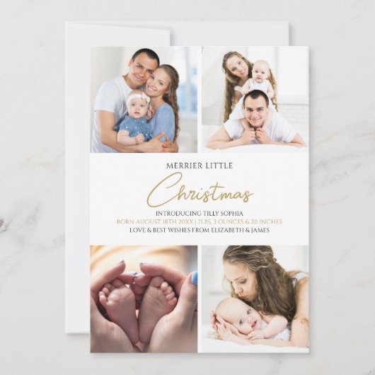 メリーLittle Christmas Photo Birth Announcement シーズンカード (正面)