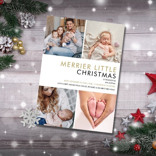 メリーLittle Christmas Photo Birth Announcement シーズンカード