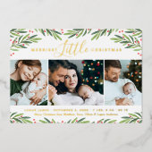 メリーLittle Christmas Photo Collage with金ゴールド 箔シーズンカード (正面)