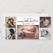 メリーLittle Christmas Scriptの生まれたばかりのベビー写真 サンキューカード (正面)
