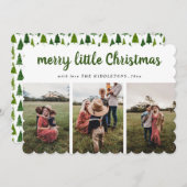 メリーLittle Christmas Script Family Photo シーズンカード (正面/裏面)