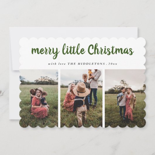 メリーLittle Christmas Script Family Photo シーズンカード (正面)