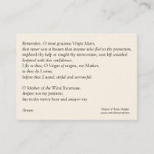 メリーMemorare祈りの言葉の完全なハート 名刺 (裏面)