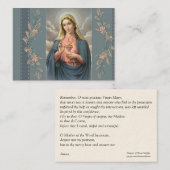 メリーMemorare祈りの言葉の神聖なカードの完全なハート 名刺 (正面/裏面)