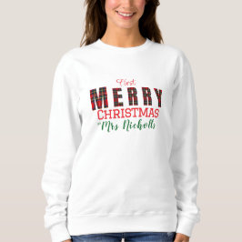 メリーMrs.ロイヤル・ステュワート・レッド1stクリスマス・プラッド スウェットシャツ