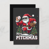 メリーPitchmas Christmas Santa Baseball Lover サンキューカード (正面/裏面)