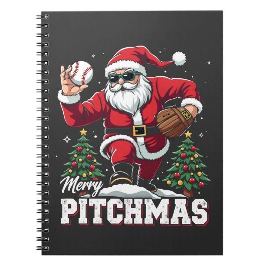メリーPitchmas Christmas Santa Baseball Lover ノートブック (正面)