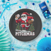 メリーPitchmas Christmas Santa Baseball Lover ペーパープレート (パーティー)