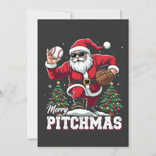 メリーPitchmas Christmas Santa Baseball Lover 招待状 (正面)