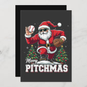メリーPitchmas Christmas Santa Baseball Lover 招待状 (正面/裏面)