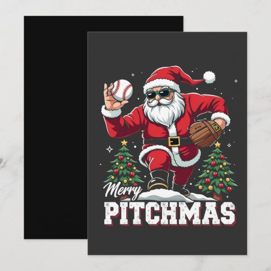 メリーPitchmas Christmas Santa Baseball Lover 招待状 (正面/裏面)