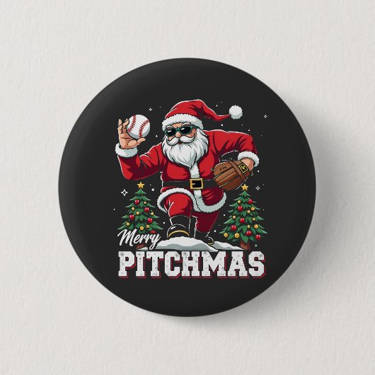 メリーPitchmas Christmas Santa Baseball Lover 缶バッジ (正面)