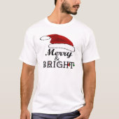 メリーSanta Hatで明るいクリスマスユニセックス Tシャツ (正面)