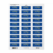 メリーScript Gold Foil on Blue Christmas Address ラベル (フルシート)