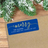 メリーScript Gold Foil on Blue Christmas Address ラベル