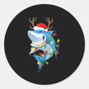 メリーSharkmas Shark with Santa Hat Christmas Ligh ラウンドシール