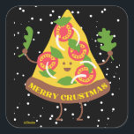 メリーSHORMASおもしろい christmas pizza punギフトアイディア スクエアシール<br><div class="desc">SHORMASクメリーリおもしろいスマスピザパンギフトアイディア。クリスマス素晴らしの贈り物を作るか、友人や親戚の驚きと同じように</div>