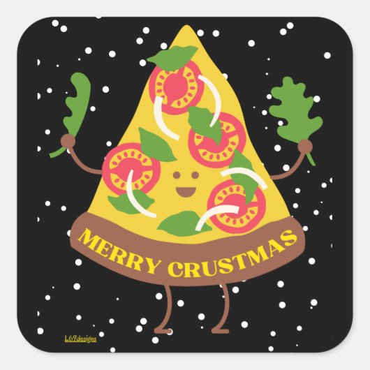 メリーSHORMASおもしろい christmas pizza punギフトアイディア スクエアシール (正面)