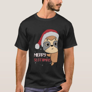 メリーSlothmas Lights Cute Christmas Santa Hat Slo Tシャツ