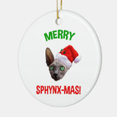 メリーSphynx-Masおもしろい Christmas Sphynx猫好き セラミックオーナメント (左)