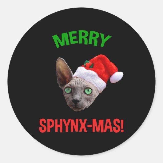 メリーSphynx-Masおもしろい Christmas Sphynx猫好き ラウンドシール (正面)