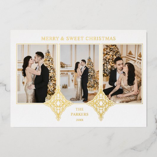 メリーSweet Christmas 3枚エレガントコラージュ 箔シーズンカード (正面)