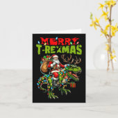 メリーT-rexmasクリスマスクリスマスTレックス恐竜の恋人 カード (黄色い花)