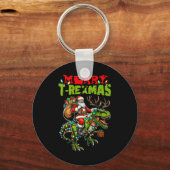 メリーT-rexmasクリスマスクリスマスTレックス恐竜の恋人 キーホルダー (正面)