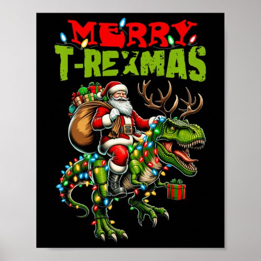 メリーT-rexmasクリスマスクリスマスTレックス恐竜の恋人 ポスター (正面)