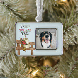 メリーTex-Mas Y'all Cowboy Hat with Flowers シルバープレートフレームオーナメント