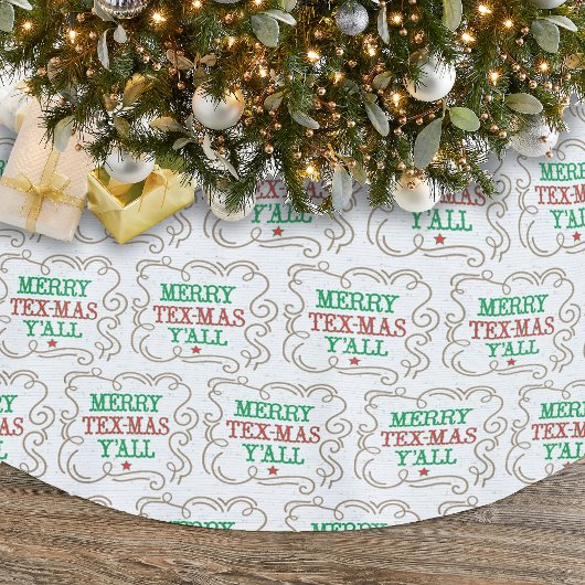 メリーTex-Mas Y'all on White ブラッシュドポリエステルツリースカート