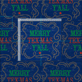 メリーTex-Mas Y'all Rope Frame on Blue ファブリック (タイル)