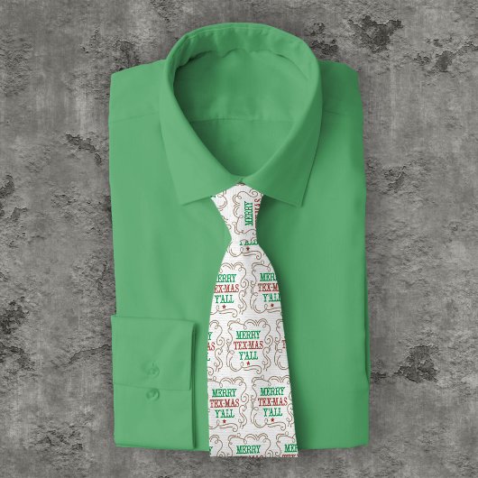 メリーTex-Mas Y'all Rope Frame on White Neck Tie ネクタイ