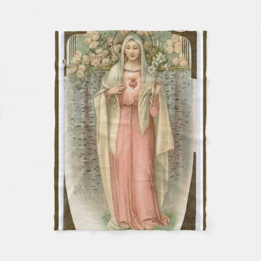 メリーw/flowersのヴィンテージの完全なハート フリースブランケット (正面)