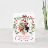 メリーWavy Frame結婚した Newlywedsクリスマスフォト シーズンカード (正面)