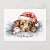 メリーWoof-mas Dog Santa Hat Christmasはがき ポストカード (正面)