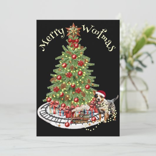 メリーWoofmas犬のデザイン – オーストラリアの牛の犬 シーズンカード (スタンド正面)