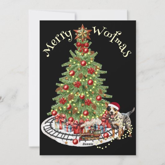 メリーWoofmas犬のデザイン – オーストラリアの牛の犬 シーズンカード (裏面)