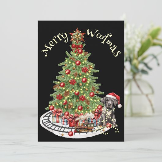 メリーWoofmas犬のデザイン – グレート・ダン シーズンカード (スタンド正面)