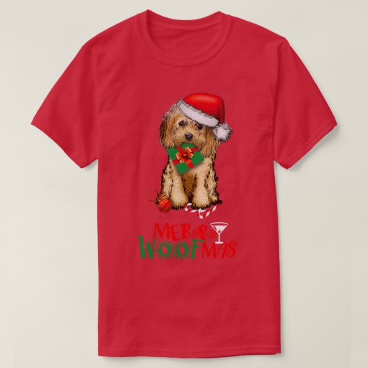 メリーWoofmas Christmas Cockapoo doodle犬のママが行う Tシャツ (デザイン正面)
